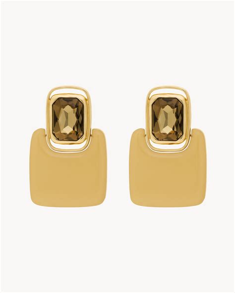 ysl cabochon square earrings.